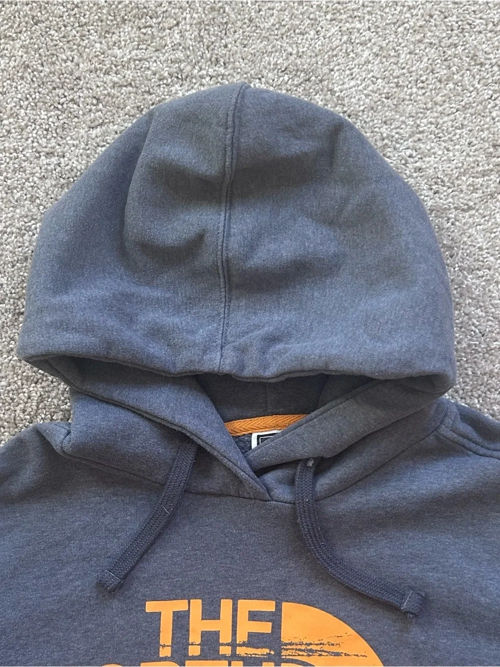 The North Face Berkeley Calif USA Men M Pullover Hoodie Gray Orange Graphic Logo